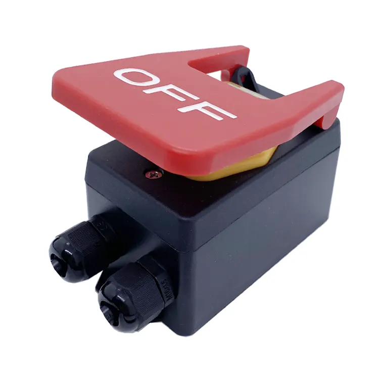 16A สวิตช์แม่เหล็กไฟฟ้าปุ่มกดปิดแผงสีแดงขนาดใหญ่พร้อมกล่อง