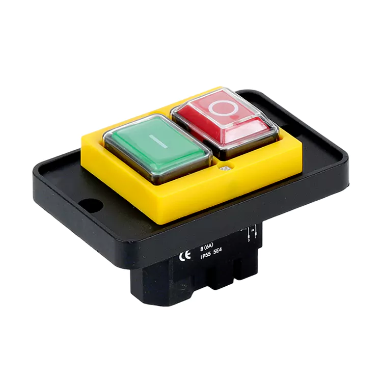 8A สวิตช์แม่เหล็กไฟฟ้าปุ่มกดสีเหลืองแผงใหญ่